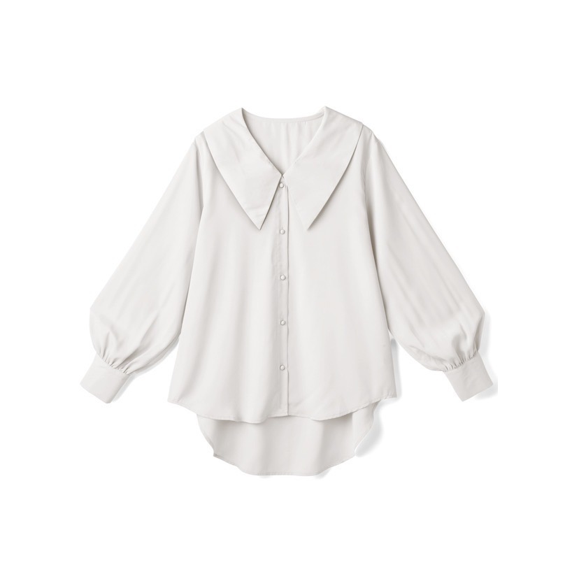 🌟【現貨】GRL 大翻領前後差圓領襯衫 F 全新正品 日牌 日貨 日本品牌 代購 襯衫 上衣 大翻領-細節圖4