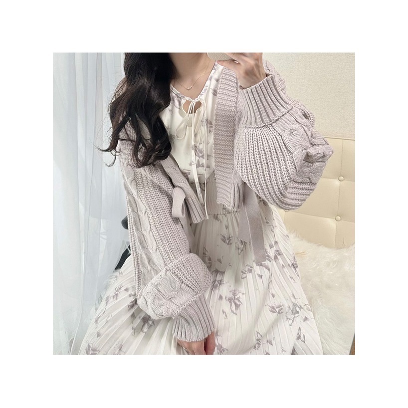 🌟【現貨】GRL 麻花編織寶石蝴蝶結針織外套 F 全新正品 日牌 日貨 日本品牌 代購 外套 針織 毛衣 開襟-細節圖7