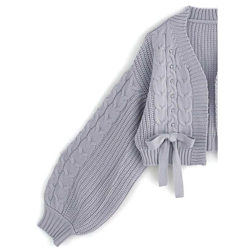 🌟【現貨】GRL 麻花編織寶石蝴蝶結針織外套 F 全新正品 日牌 日貨 日本品牌 代購 外套 針織 毛衣 開襟-細節圖10