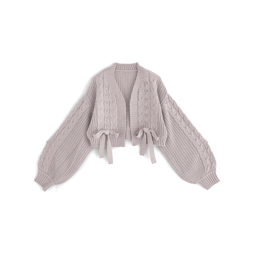 🌟【現貨】GRL 麻花編織寶石蝴蝶結針織外套 F 全新正品 日牌 日貨 日本品牌 代購 外套 針織 毛衣 開襟-規格圖10