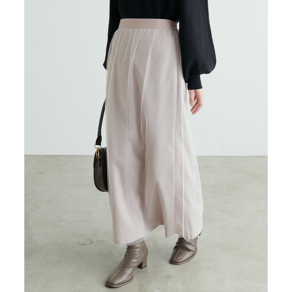 🌟【現貨】EVERY.VERY NICE CLAUP 斜紋布薄紗長裙 淺米色 全新正品 日牌 日貨 代購 直筒-細節圖2