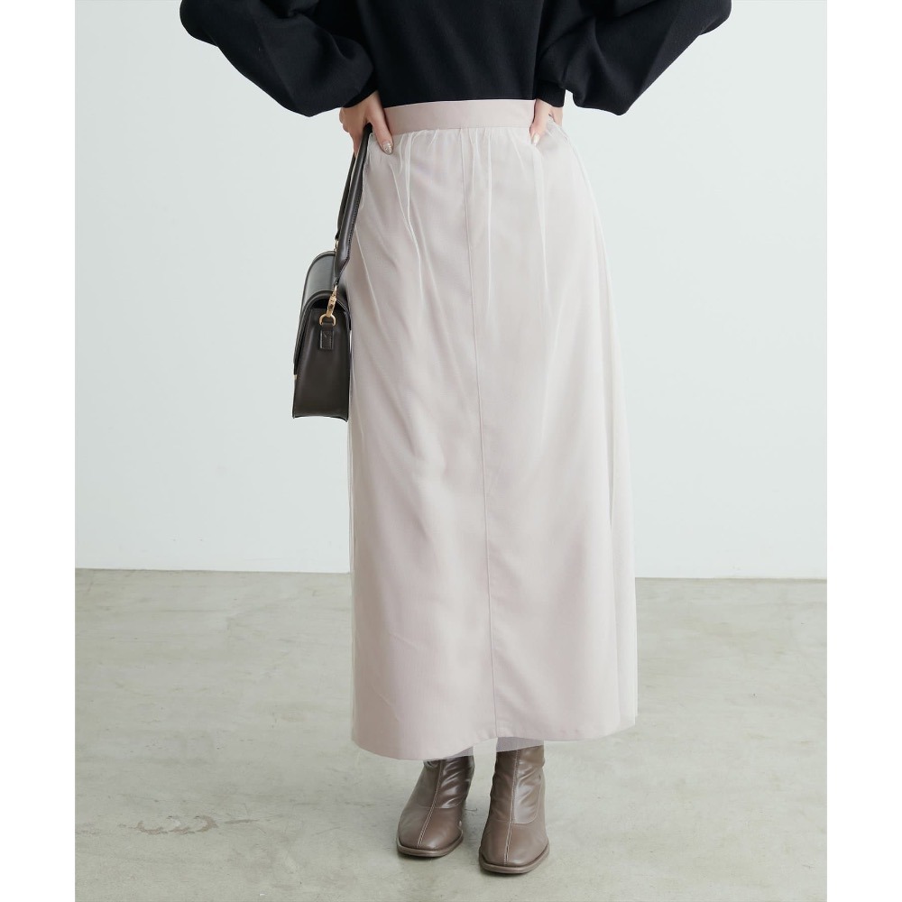 🌟【現貨】EVERY.VERY NICE CLAUP 斜紋布薄紗長裙 淺米色 全新正品 日牌 日貨 代購 直筒-細節圖4