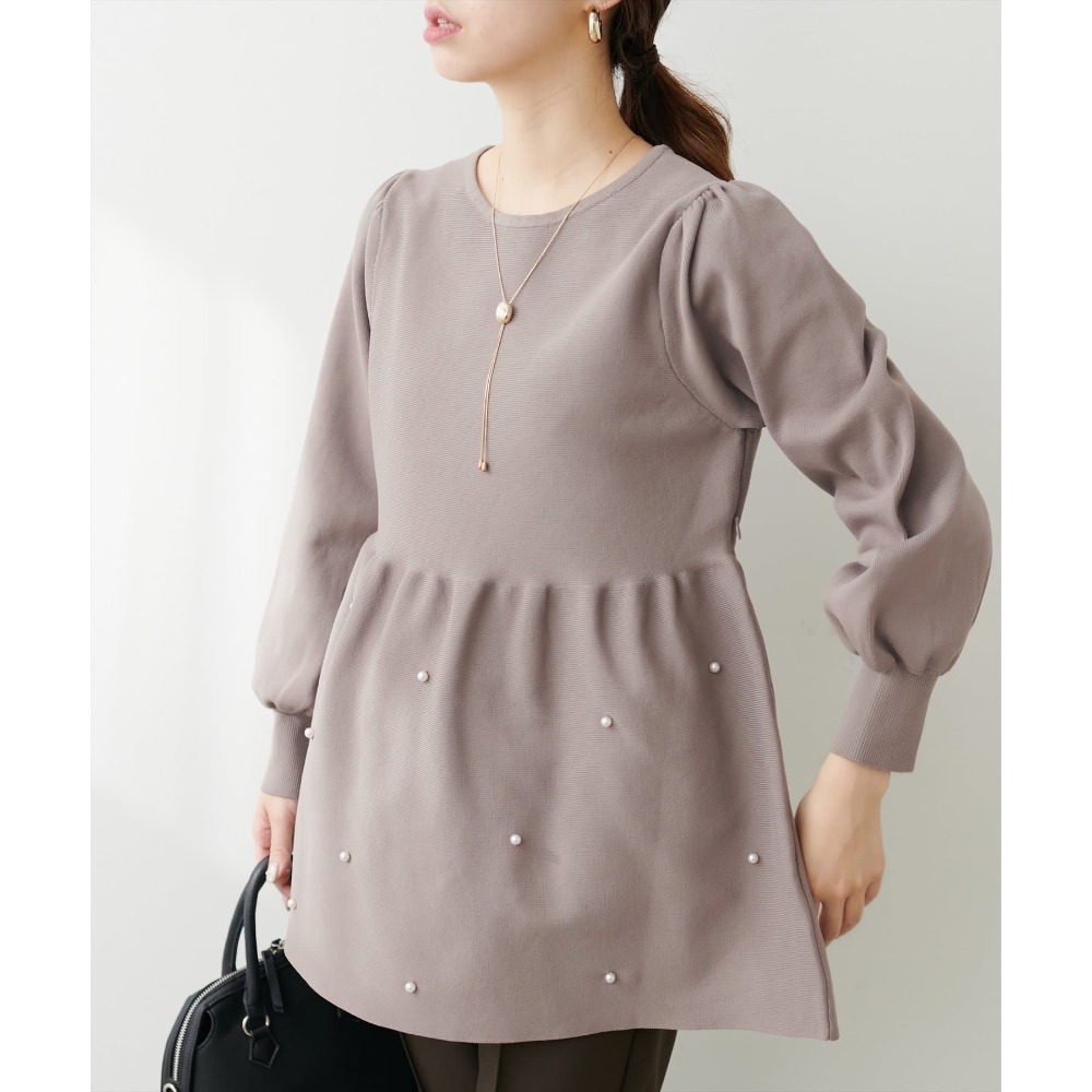 🌟【現貨】EVERY.VERY NICE CLAUP 珍珠傘狀哺乳孕婦裝 摩卡色 全新正品 日牌 日貨 哺乳衣 上衣-細節圖2