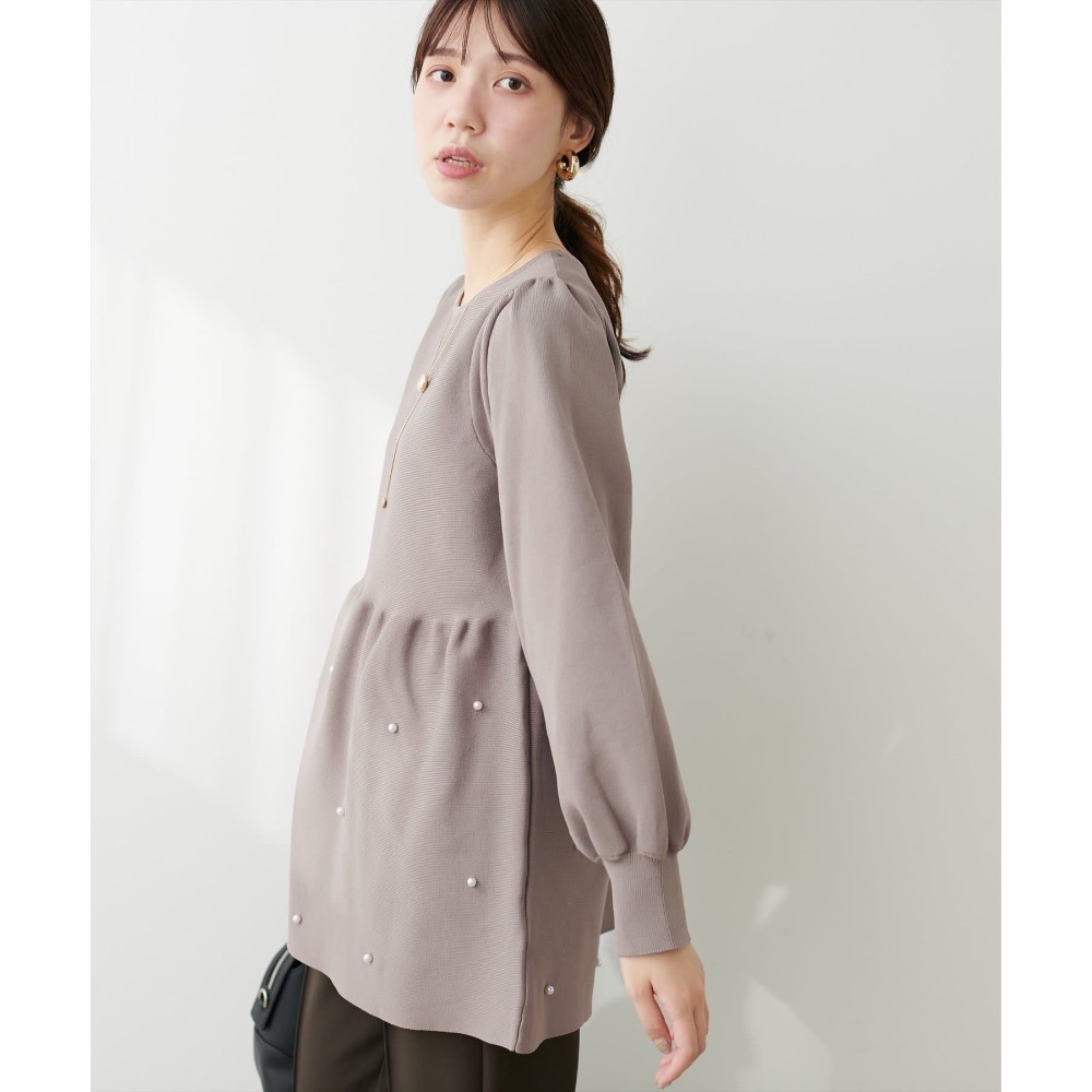🌟【現貨】EVERY.VERY NICE CLAUP 珍珠傘狀哺乳孕婦裝 摩卡色 全新正品 日牌 日貨 哺乳衣 上衣-細節圖3