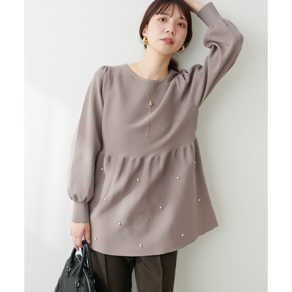 🌟【現貨】EVERY.VERY NICE CLAUP 珍珠傘狀哺乳孕婦裝 摩卡色 全新正品 日牌 日貨 哺乳衣 上衣-細節圖4