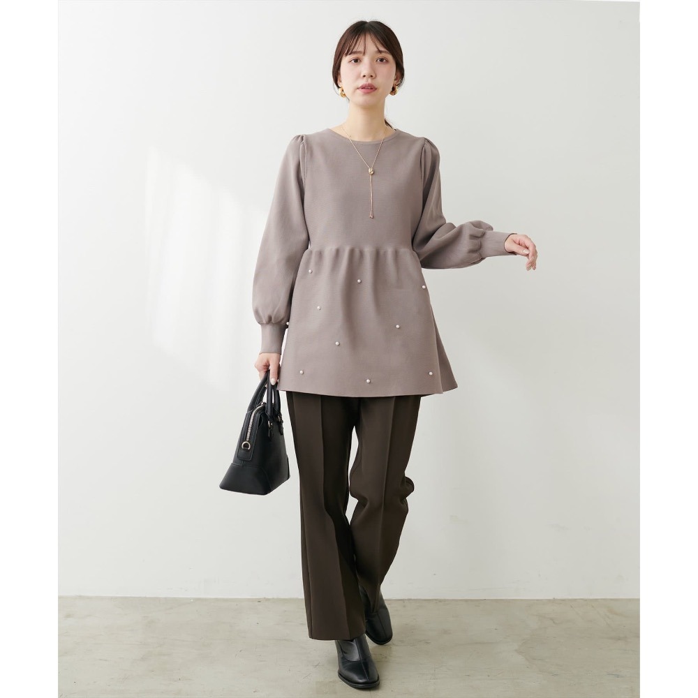 🌟【現貨】EVERY.VERY NICE CLAUP 珍珠傘狀哺乳孕婦裝 摩卡色 全新正品 日牌 日貨 哺乳衣 上衣-細節圖5