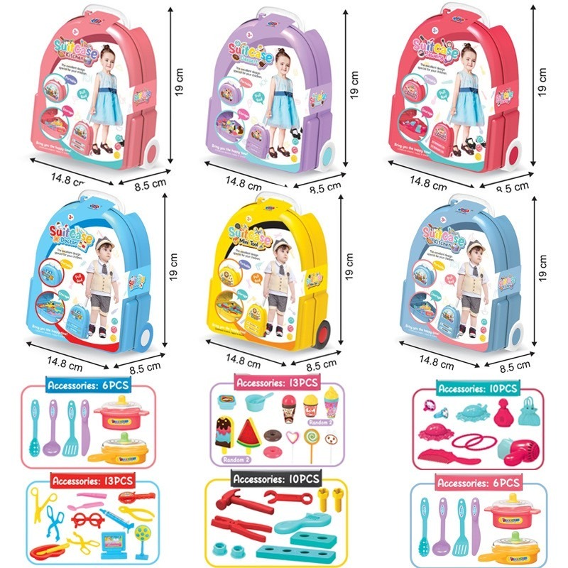 蘑菇手提箱 趣味旅行箱 旅行箱 角色扮演 家家酒 手提箱 過家家酒 廚房玩具 煮菜玩具 戶外必備-細節圖8