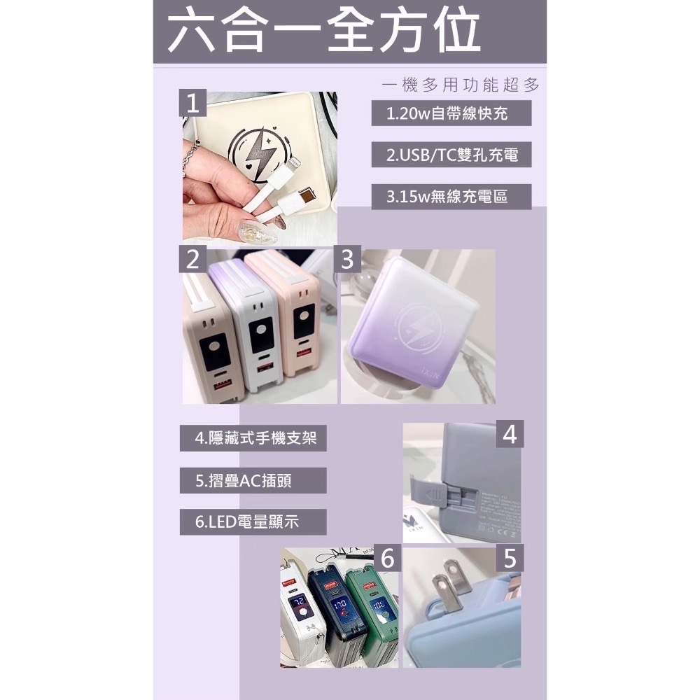 充電商品｜IXIN六合一全方位渣男行動充-細節圖6