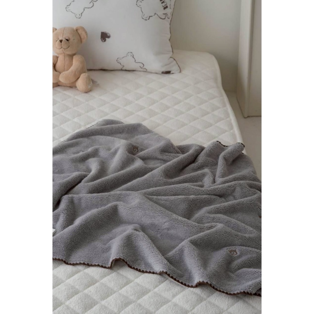 韓國🇰🇷寢具｜ 熊熊刺繡保暖毛毯-細節圖4