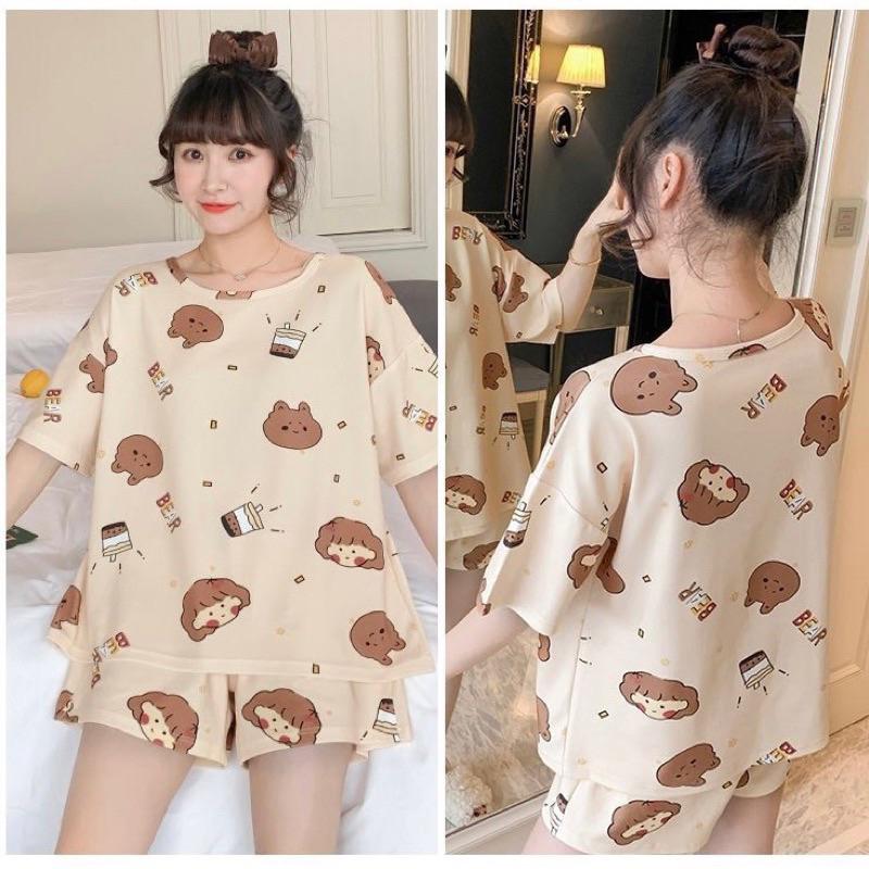 2023夏日新品🔆卡通套裝 連身裙 短袖套裝 冰絲涼感 牛奶絲 休閒服裝 睡衣 居家服 熱銷款式 台灣現貨-細節圖3