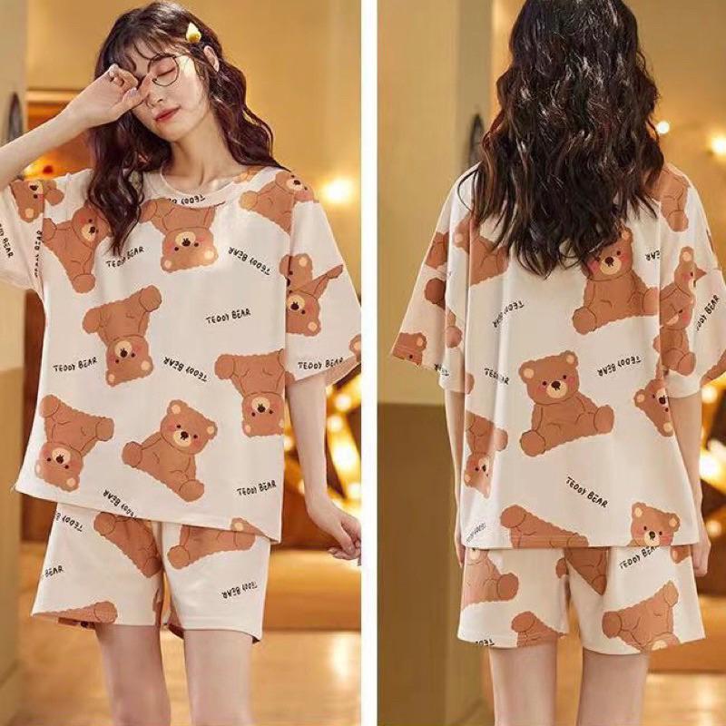 2023夏日新品🔆卡通套裝 連身裙 短袖套裝 冰絲涼感 牛奶絲 休閒服裝 睡衣 居家服 熱銷款式 台灣現貨-細節圖5