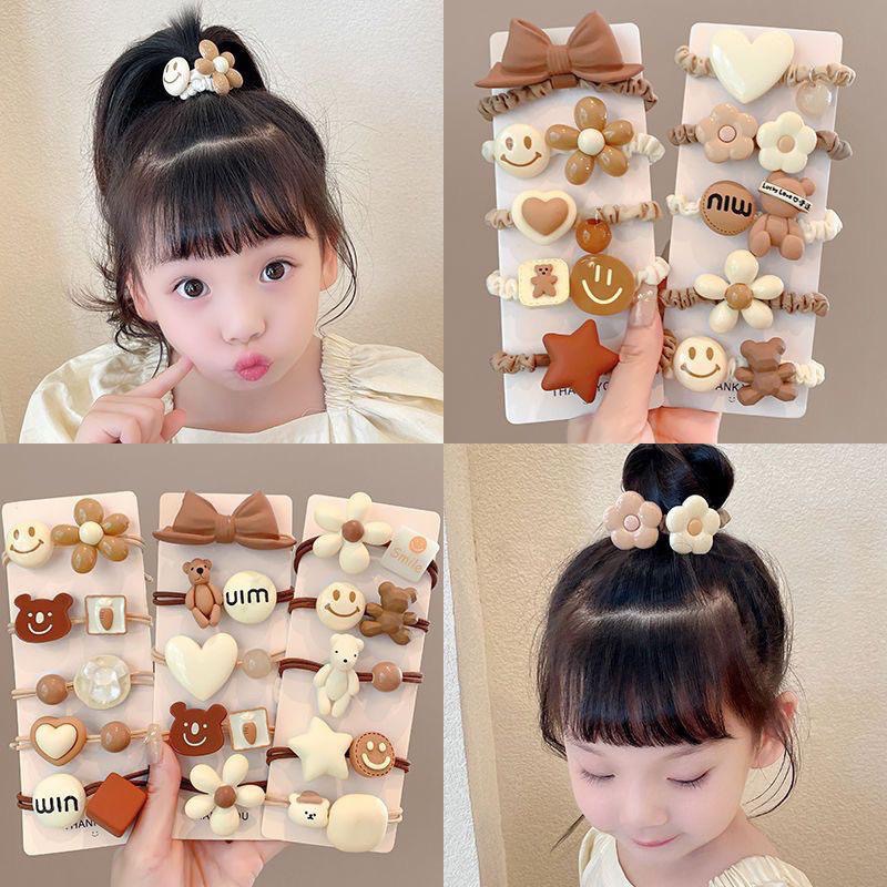 六月生活✨奶咖髮圈套組🐻 兒童髮圈 可愛卡通髮圈套組 綁頭髮 髮圈髮繩 可愛 卡通 兒童 熊熊🐻髮圈 造型設計-細節圖2