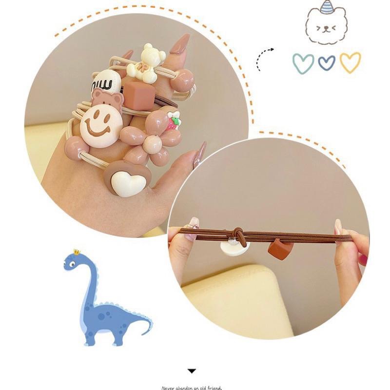 六月生活✨奶咖髮圈套組🐻 兒童髮圈 可愛卡通髮圈套組 綁頭髮 髮圈髮繩 可愛 卡通 兒童 熊熊🐻髮圈 造型設計-細節圖4