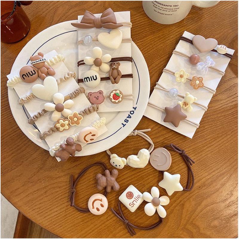 六月生活✨奶咖髮圈套組🐻 兒童髮圈 可愛卡通髮圈套組 綁頭髮 髮圈髮繩 可愛 卡通 兒童 熊熊🐻髮圈 造型設計-細節圖8