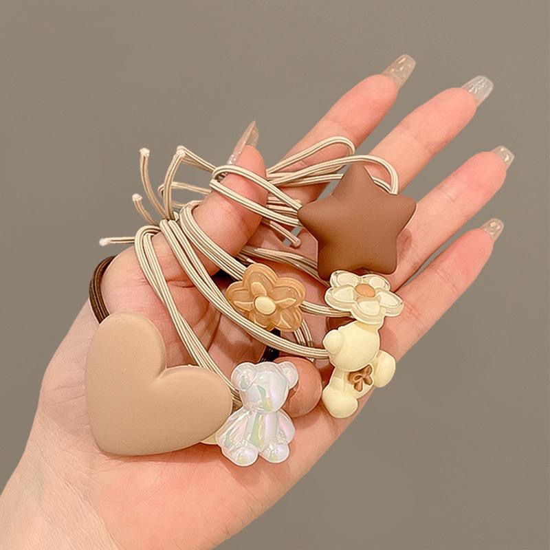 六月生活✨奶咖髮圈套組🐻 兒童髮圈 可愛卡通髮圈套組 綁頭髮 髮圈髮繩 可愛 卡通 兒童 熊熊🐻髮圈 造型設計-細節圖9