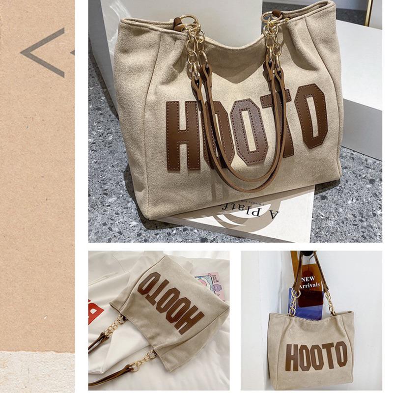 大容量包包女 秋季新款韓系字母單肩包休閒簡約 通勤手提托特包-細節圖3