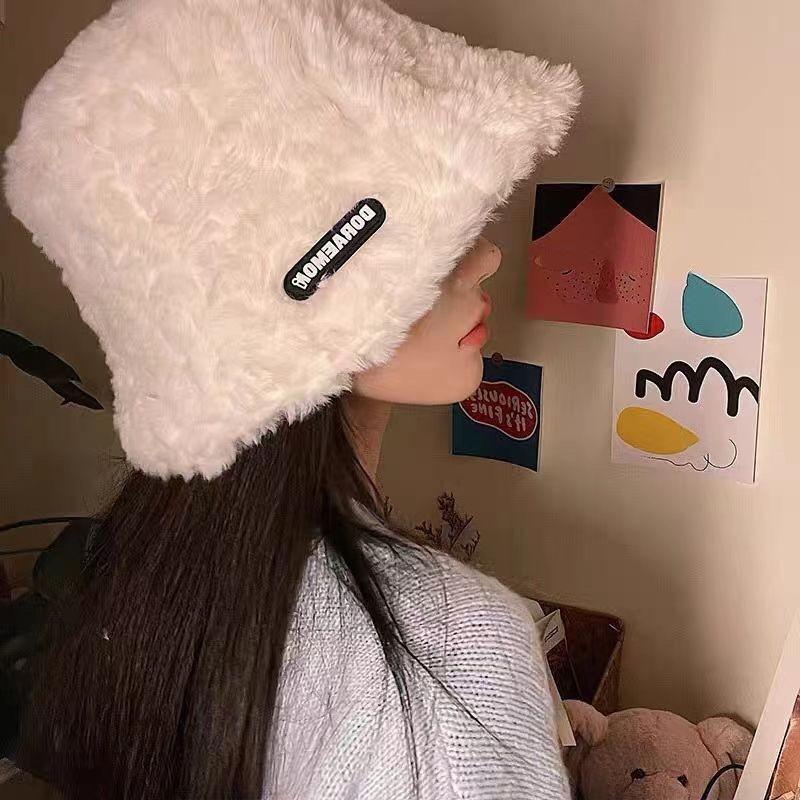 絨毛漁夫帽🎀 冬天漁夫帽 帽子搭配 百搭 仿兔毛 冬天配備 台灣現貨 顯臉小 小紅書推薦 冬天毛帽舒適保暖 保暖衣服-細節圖4