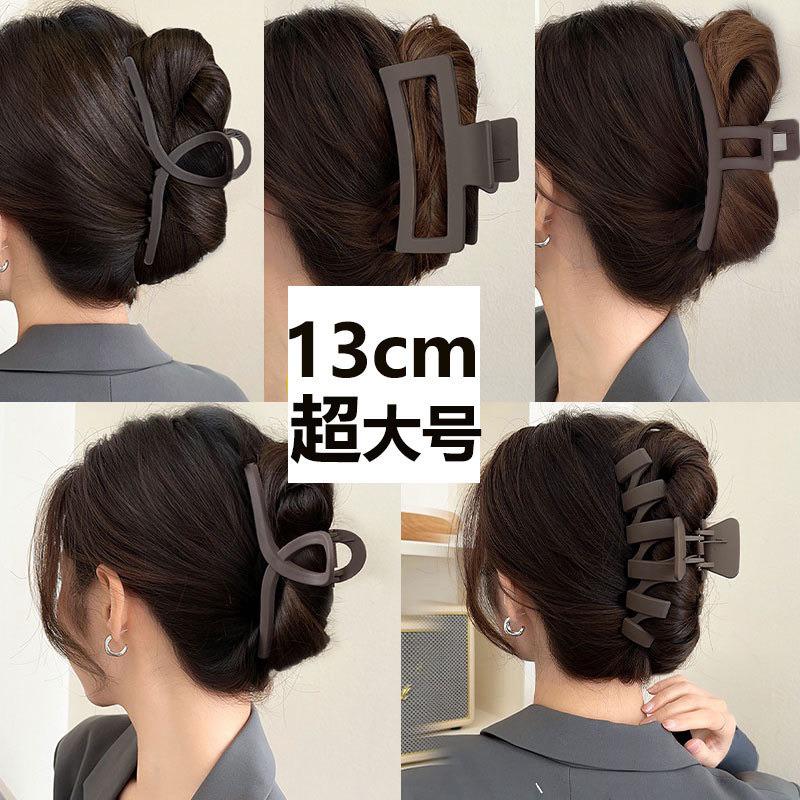 亞克力抓夾超大號發夾韓國 ins高級感飾後腦勺盤發鯊魚夾子.、磨砂金屬珍珠抓夾、黑色字母抓夾、N字抓夾-細節圖2