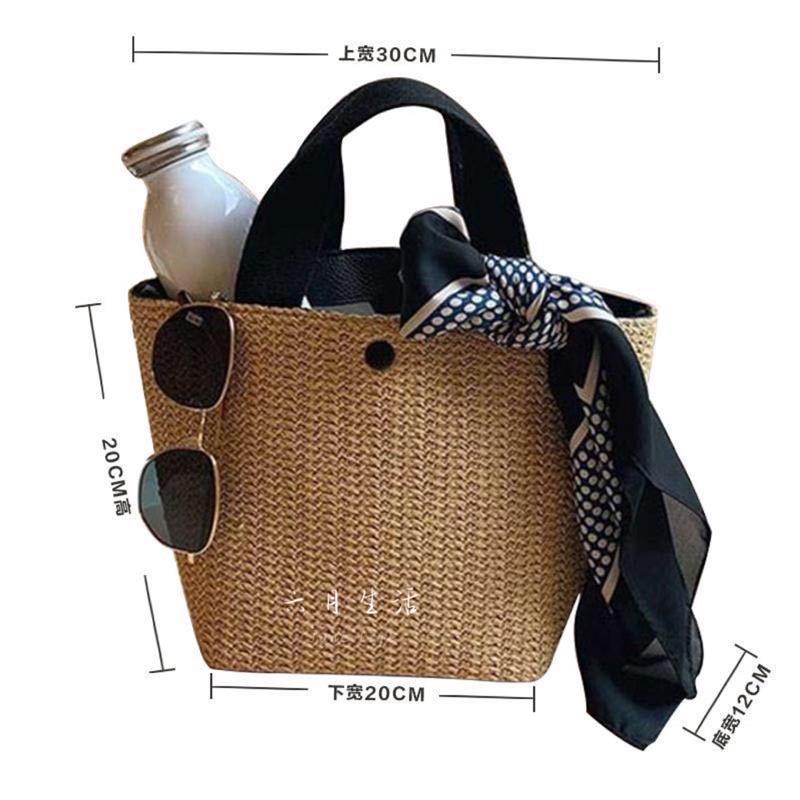 六月生活🔸🔹台灣現貨🇹🇼 編織草包 夏天編織包 海邊沙灘編織包 手拿包度假包 網美ins風草包-細節圖4