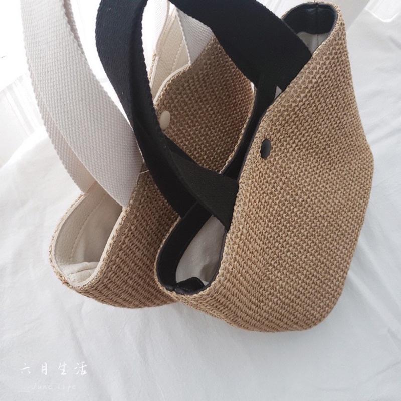 六月生活🔸🔹台灣現貨🇹🇼 編織草包 夏天編織包 海邊沙灘編織包 手拿包度假包 網美ins風草包-細節圖5