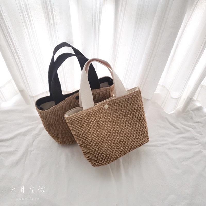 六月生活🔸🔹台灣現貨🇹🇼 編織草包 夏天編織包 海邊沙灘編織包 手拿包度假包 網美ins風草包-細節圖6