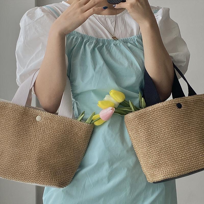 六月生活🔸🔹台灣現貨🇹🇼 編織草包 夏天編織包 海邊沙灘編織包 手拿包度假包 網美ins風草包-細節圖9