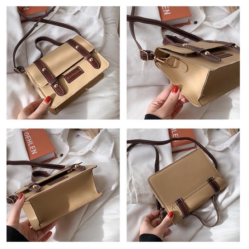 英倫學院風皮革側背包🇬🇧台灣現貨供應 免運優惠 女生側背包 小包包 手提側背兩用 英倫風 學生側背包 時尚側背包-細節圖3