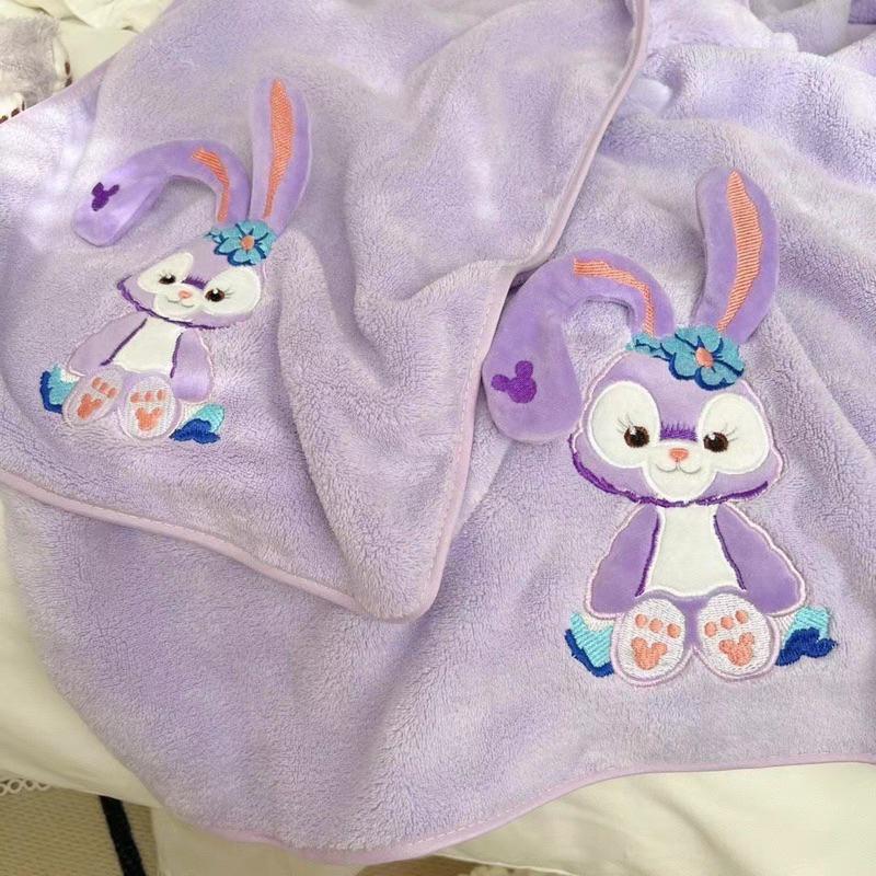 六月生活✨刺繡卡通兔子毛浴巾 珊瑚絨毛浴巾套組 可愛禮品🎁 毛浴巾組 小毛毯 珊瑚絨 可愛卡通 兔子毛浴巾-細節圖3