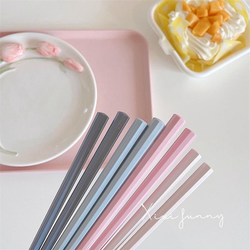 六月生活✨台灣現貨🇹🇼 莫蘭迪八角筷 糖果色筷 環保餐具 廚房用具 筷子湯匙碗筷-細節圖3
