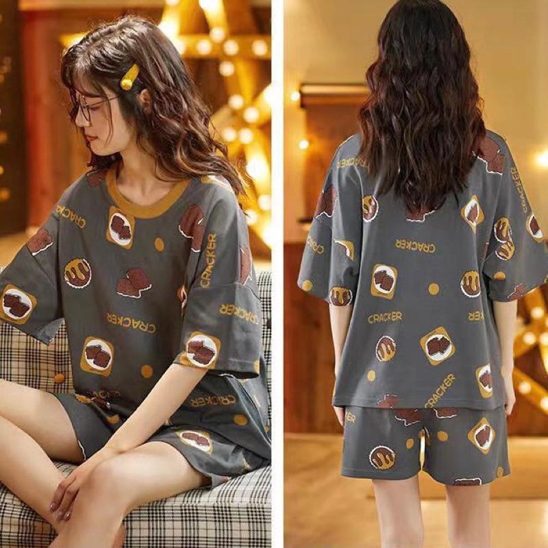 現貨寄出🔥免運優惠 夏季新款居家服 卡通款式設計 短袖睡衣 居家生活 居家服 睡衣套裝 短褲短袖 連身裙 睡裙-細節圖4