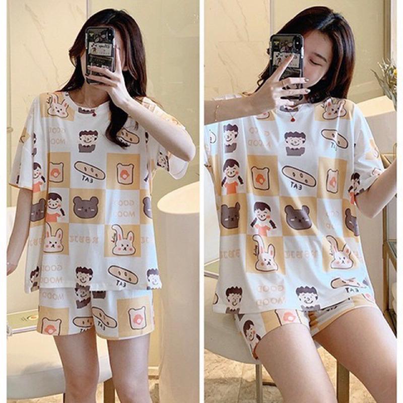 現貨寄出🔥免運優惠 夏季新款居家服 卡通款式設計 短袖睡衣 居家生活 居家服 睡衣套裝 短褲短袖 連身裙 睡裙-細節圖7