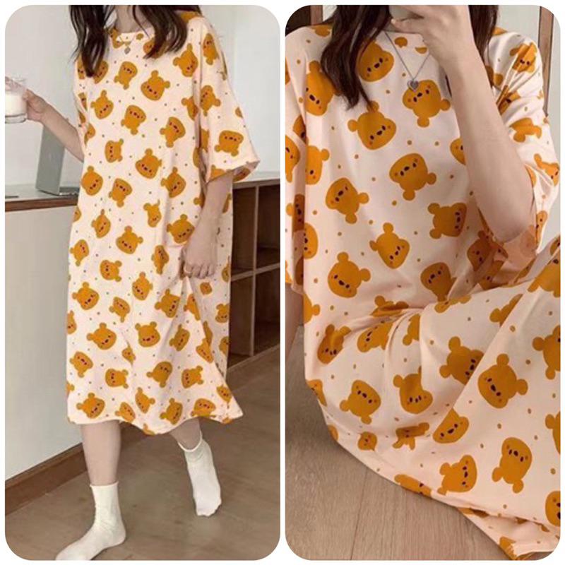 現貨寄出🔥免運優惠 夏季新款居家服 卡通款式設計 短袖睡衣 居家生活 居家服 睡衣套裝 短褲短袖 連身裙 睡裙-細節圖9