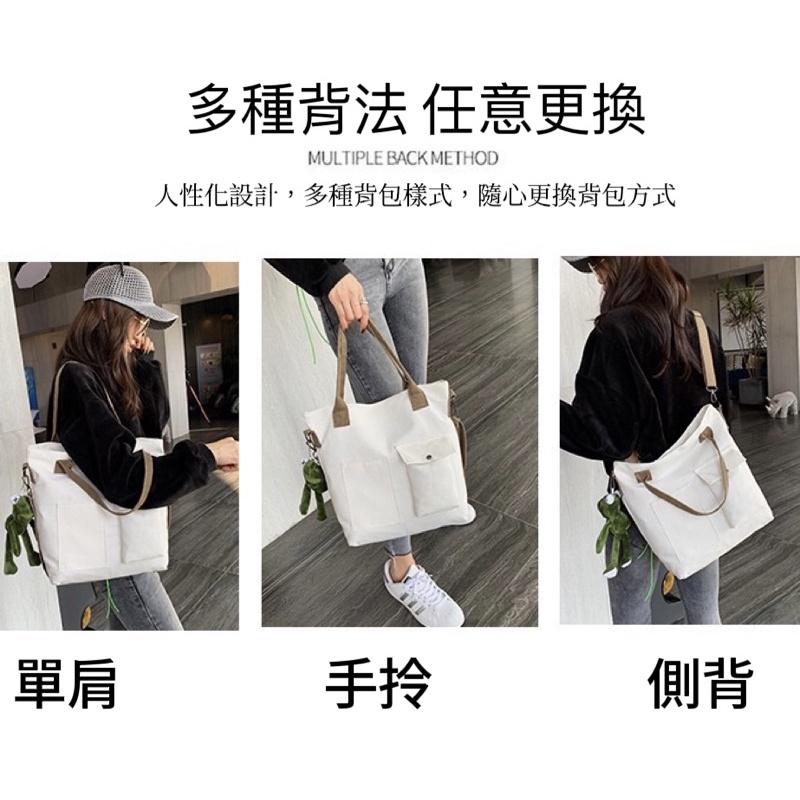 六月生活✨現貨滿滿🔹🔸多口袋帆布包 側背手拿單肩 女用包包 學生背包 帆布包 側背包-細節圖2