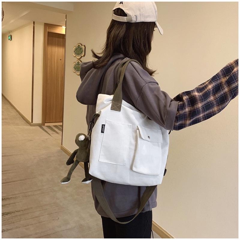 六月生活✨現貨滿滿🔹🔸多口袋帆布包 側背手拿單肩 女用包包 學生背包 帆布包 側背包-細節圖6