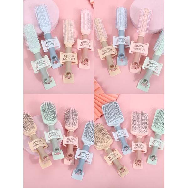 新款燙髮美髮梳子純色多款式家用按摩梳防靜電女士卷 發造型梳批發-細節圖2