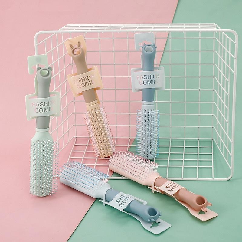 新款燙髮美髮梳子純色多款式家用按摩梳防靜電女士卷 發造型梳批發-細節圖9