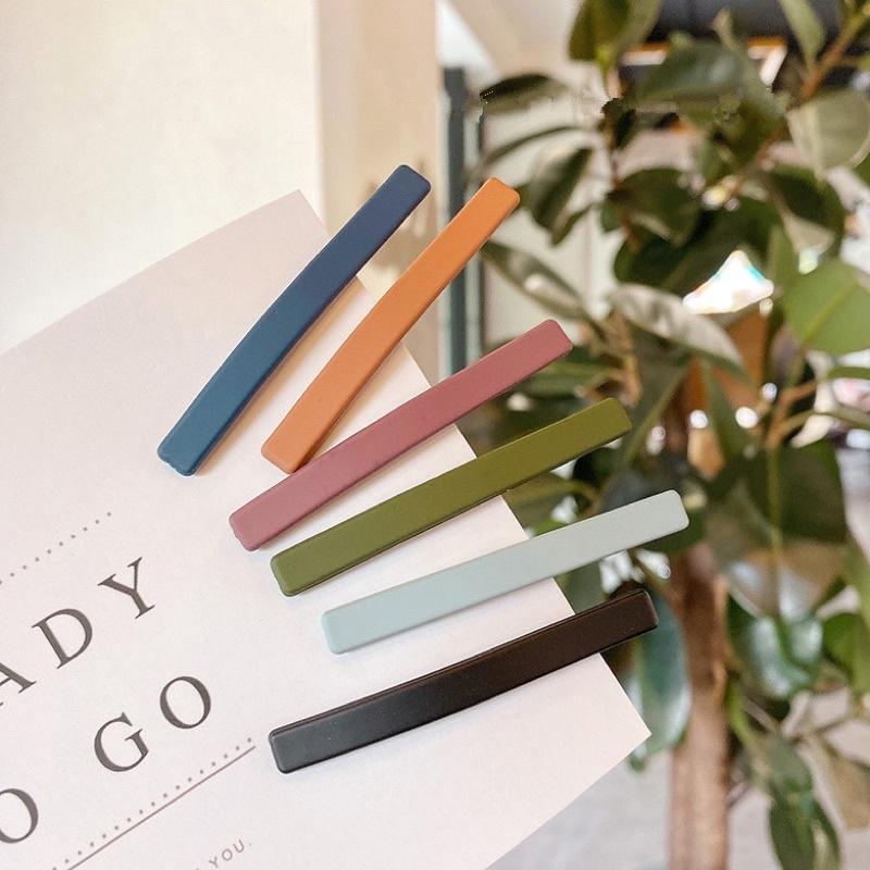 🔥六月生活現貨免運🔥莫蘭迪色磨砂一字夾 簡約韓系 瀏海夾 多色髮夾磨砂髮夾-細節圖2
