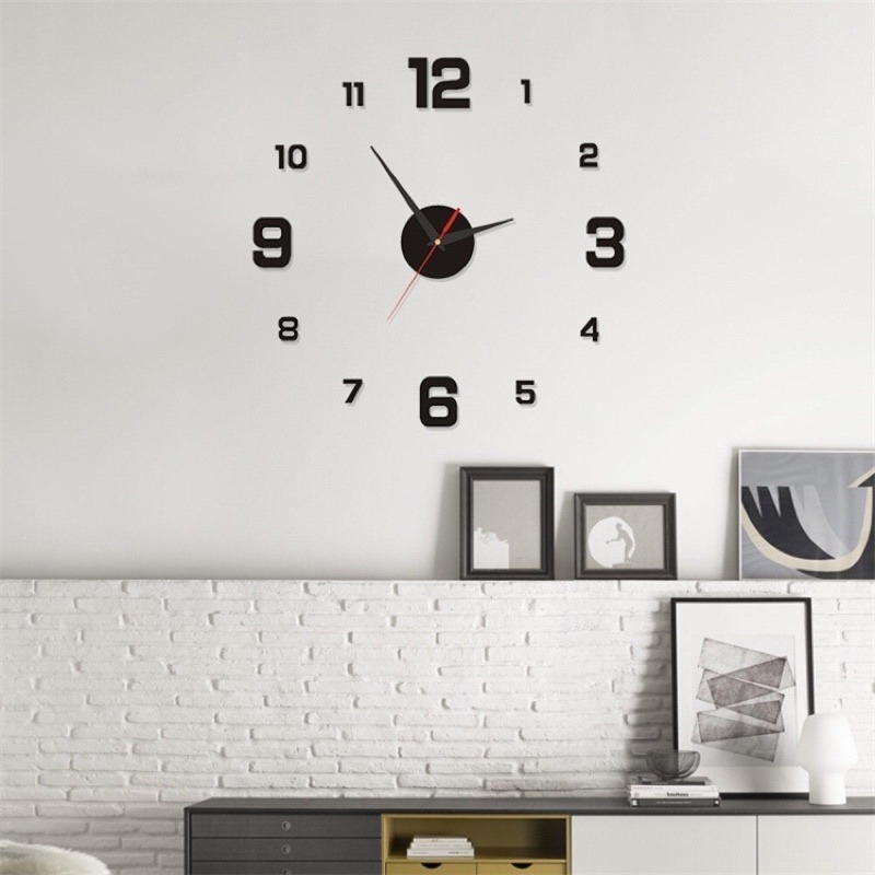 創意簡約夜光數字時鐘、歐式diy掛鐘 、書房客廳免打孔牆貼鐘錶-細節圖2