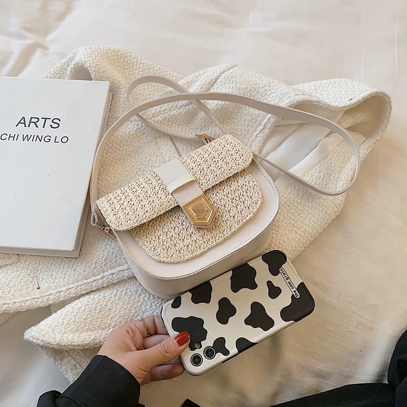 时尚編織斜背包女百搭ins單肩马鞍包-細節圖6