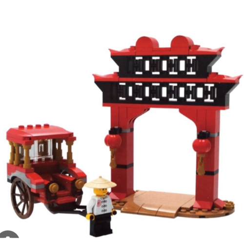 【睿睿小舖】LEGO 樂高 積木 6401744 限定商品 復刻手拉車街景 如圖。