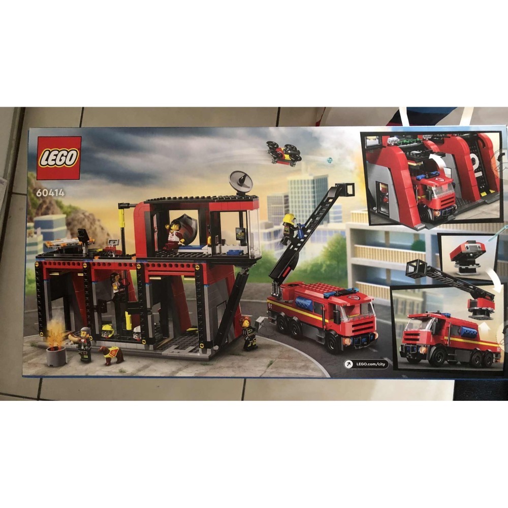 出清、限郵寄【睿睿小舖】樂高 LEGO 積木 60414 城市 CITY 系列 消防局和消防車 如圖。-細節圖2