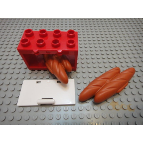 【點點小豆】lego 樂高積木 DUPLO 得寶 零件 場景配件 烤箱 + 2 麵包 食物 置物櫃 一組 如圖！