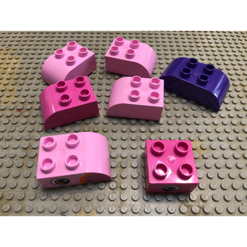 雙面印刷【點點小豆】lego 樂高積木 DUPLO 得寶 粉色 鸚鵡 臉部 眼睛 標誌 配件 7 個 一組 如圖！