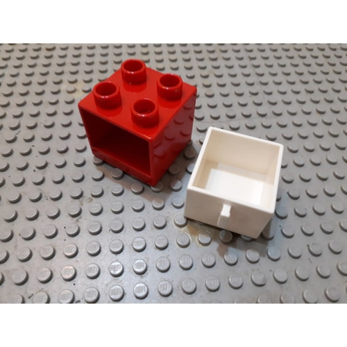 【點點小豆】lego 樂高積木 DUPLO 得寶 2x2 紅色 櫃子 白色 抽屜 一組 如圖！