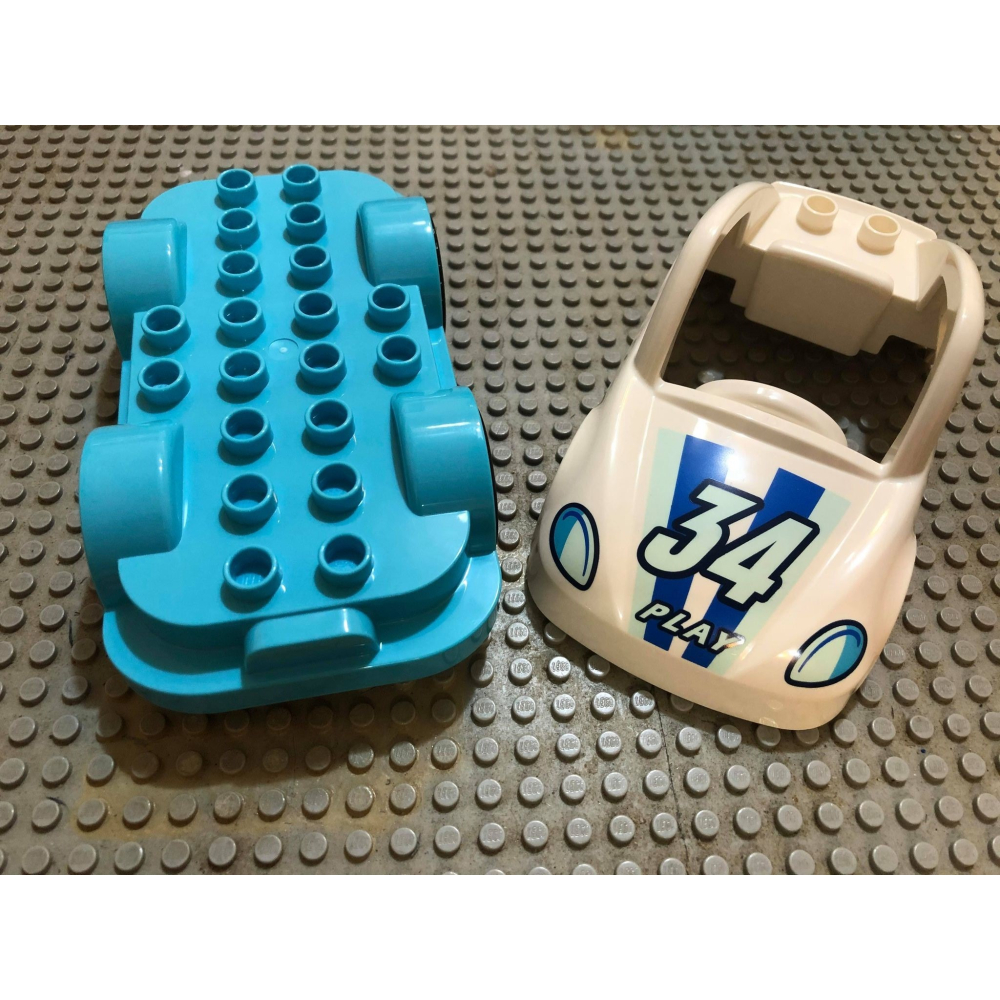 磨輪車、迴力車【點點小豆】LEGO 樂高積木 DUPLO 得寶 車類 水藍色 賽車 一組 如圖！-細節圖2