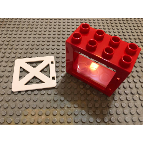 【點點小豆】LEGO 樂高積木 DUPLO 得寶 紅色窗框 白色交叉 窗格 窗戶 一組 如圖！