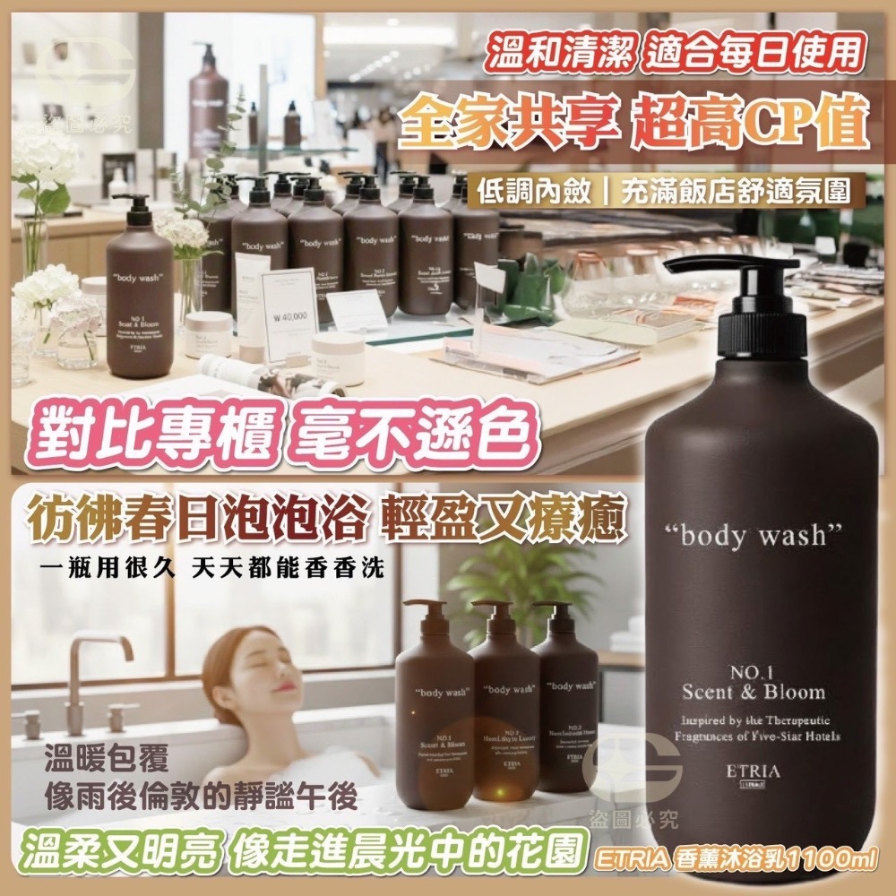 現貨🛁✨ETRIA 香薰沐浴乳1100ml 溫和清潔 × 日常保濕感 A芬芳花園B高級飯店C水仙花D倫敦麝香-細節圖4