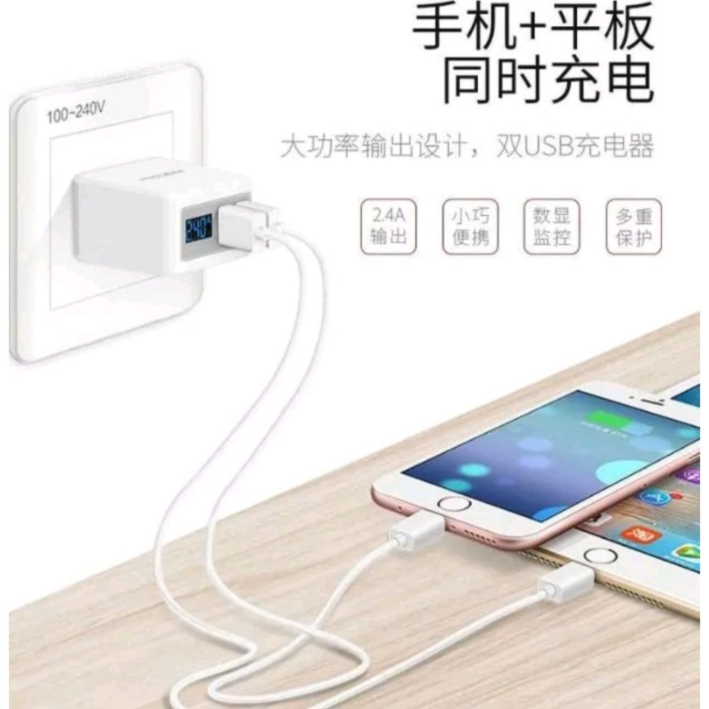 現貨，快充3.1A智能顯屏雙充電頭-細節圖2