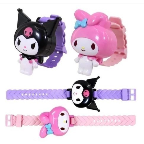 台中星玩具 現貨 抖音同款 正版三麗鷗兒童電子手錶 可愛卡通網紅發光 翻蓋 變形版 玩具手錶 Q變手錶 數字手錶-細節圖7