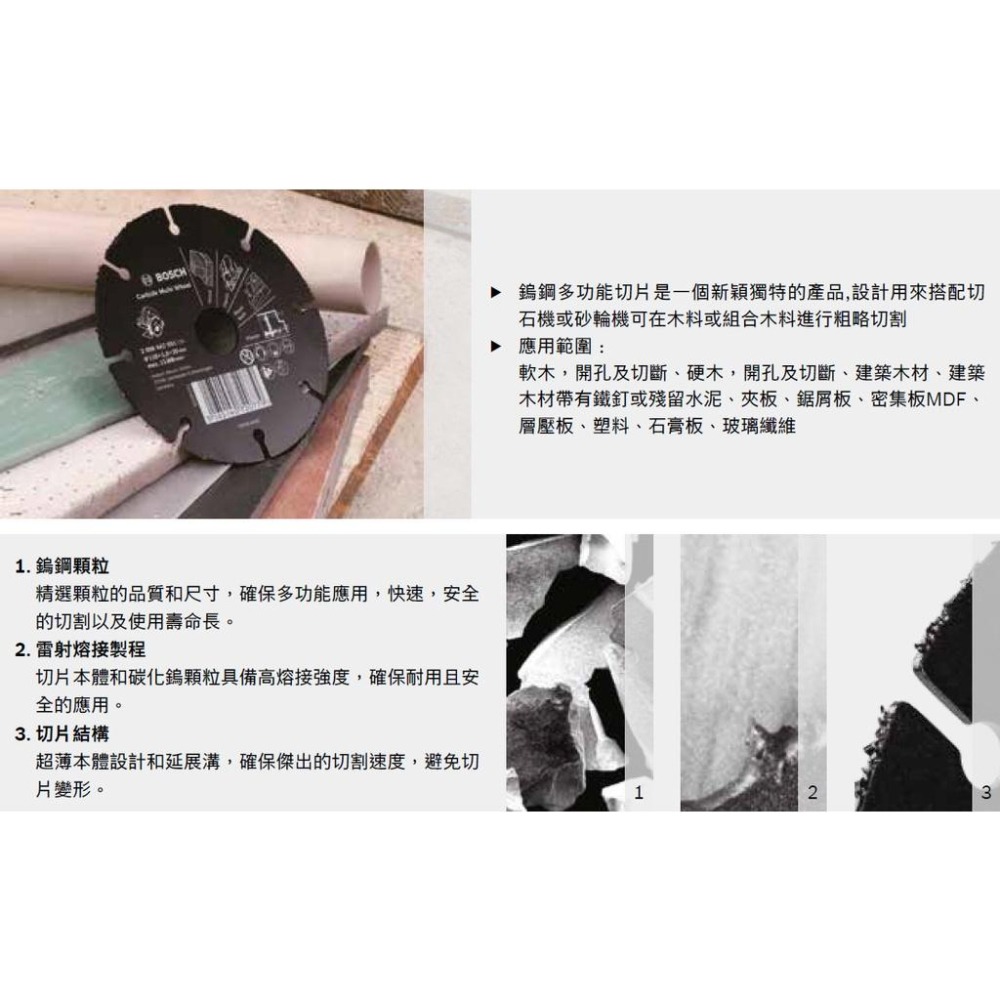 博世 電動工具 鎢鋼多功能切片 110mm　76mm 適三吋砂輪機 切木 GWS GDM 砂輪片 附發票全台博世保固維修-細節圖4